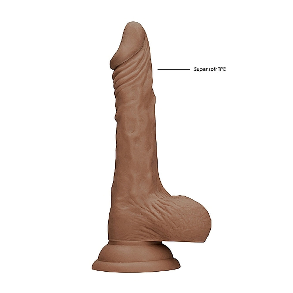 Pene RealRock de 18 cm con testículos, color carne y bronceado
