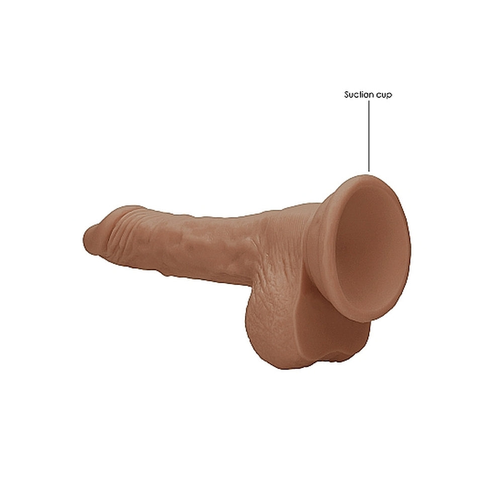 Pene RealRock de 18 cm con testículos, color carne y bronceado