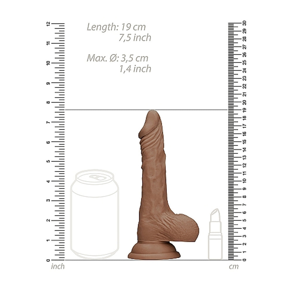 Pene RealRock de 18 cm con testículos, color carne y bronceado