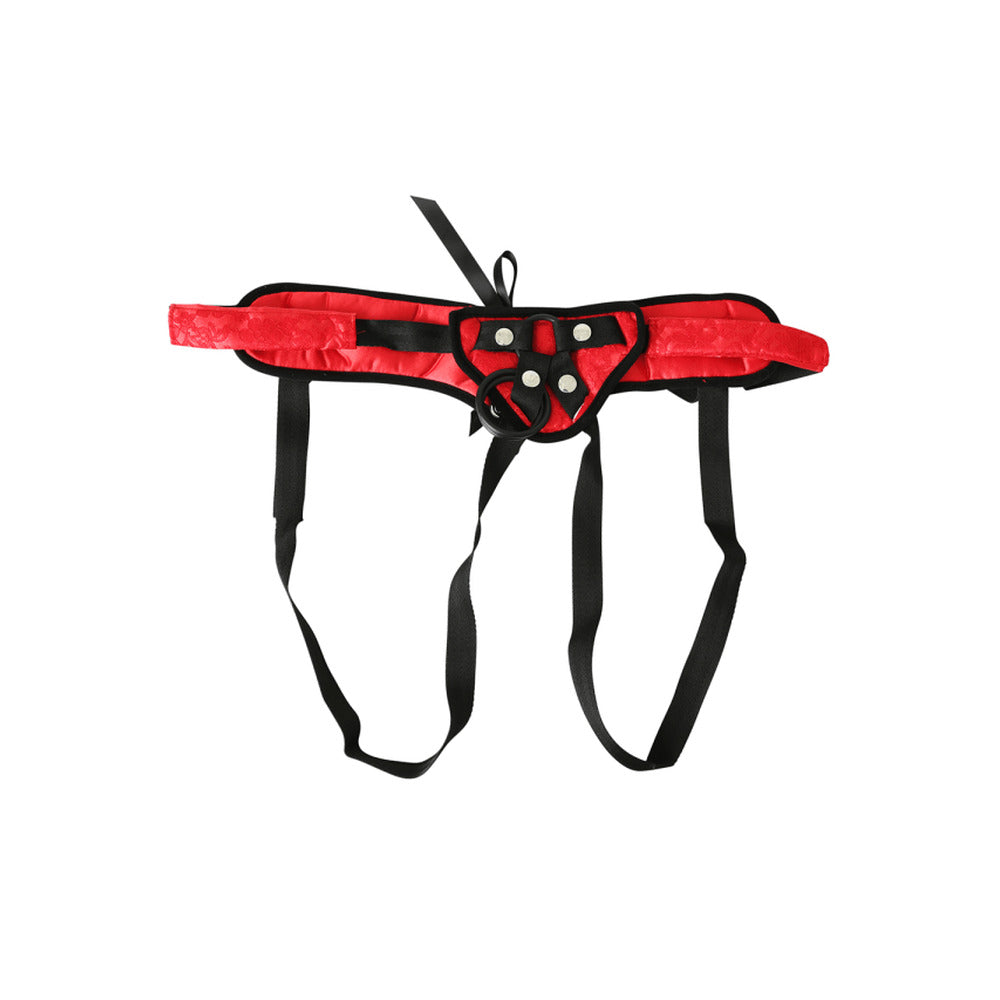 SportSheets - Corsé de satén con encaje rojo y tirantes