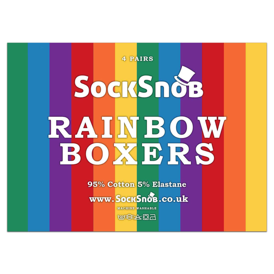 4 Pack Mens Cotton Novelty Striped Rainbow Boxer Shorts Underwear