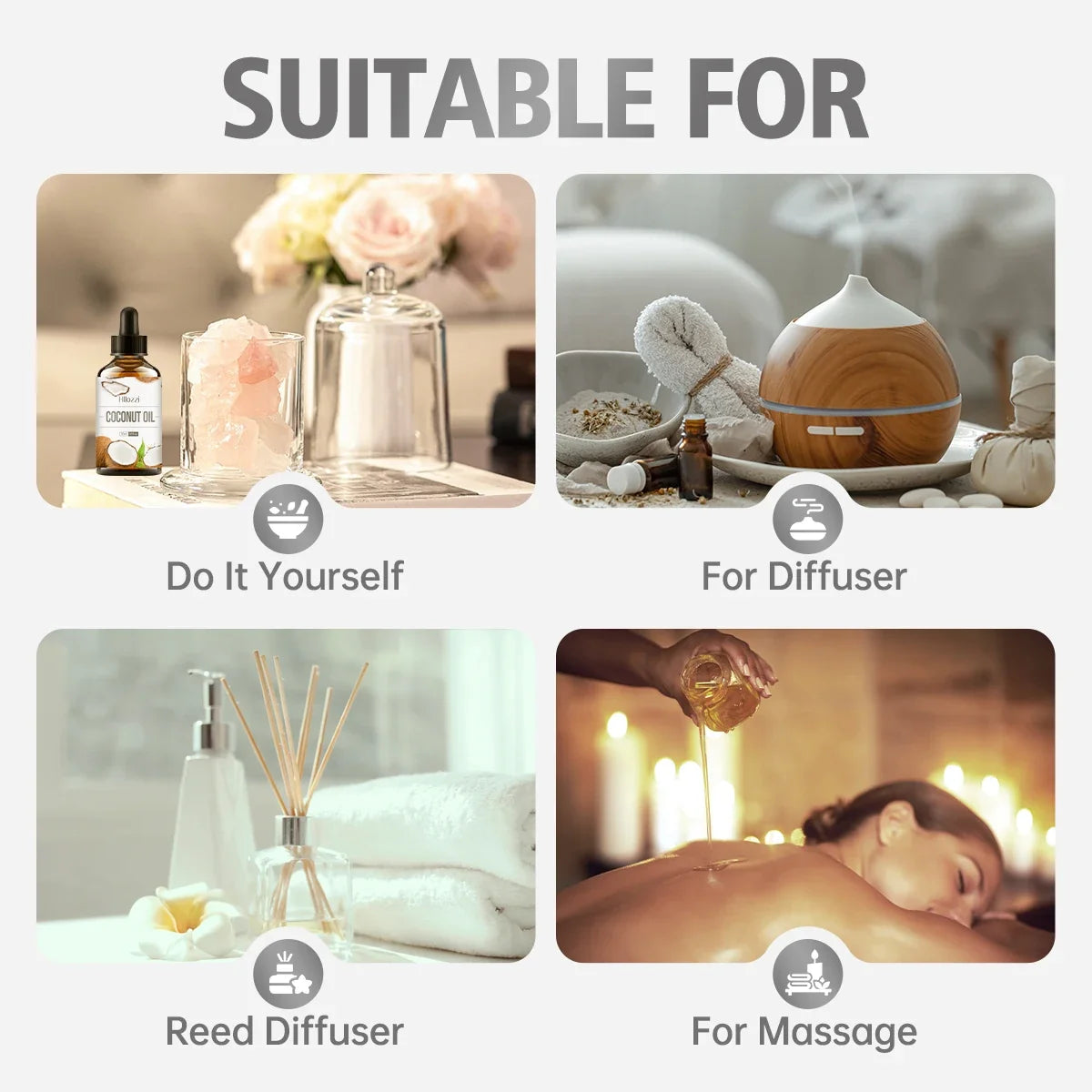 Coconut essential oil suitable for massage scraping aromatherapy diffuser for face hair eyelash care universal essential oil