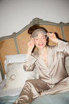 Soft Beige Silk Eye Mask