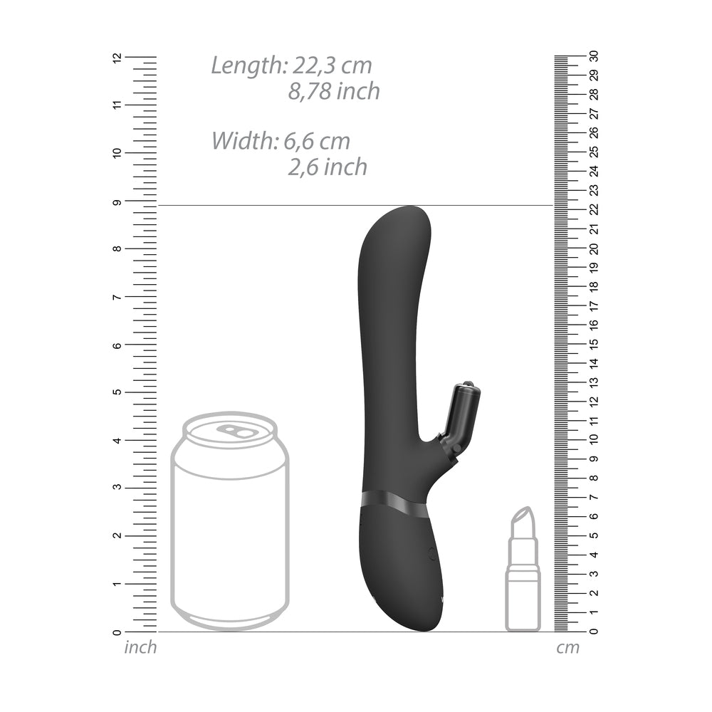 Vibrador de conejo intercambiable de doble acción Vive Chou, color negro