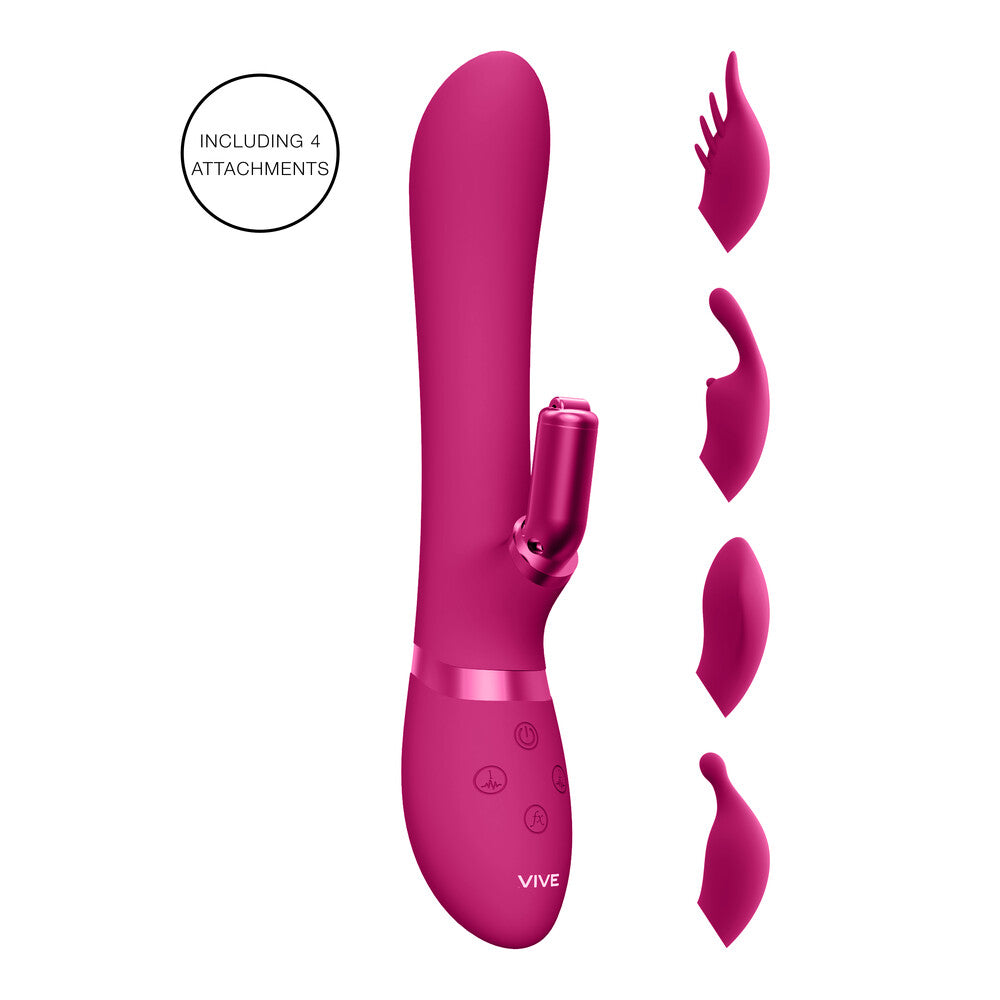 Vibrador de conejo intercambiable de doble acción Vive Chou rosa