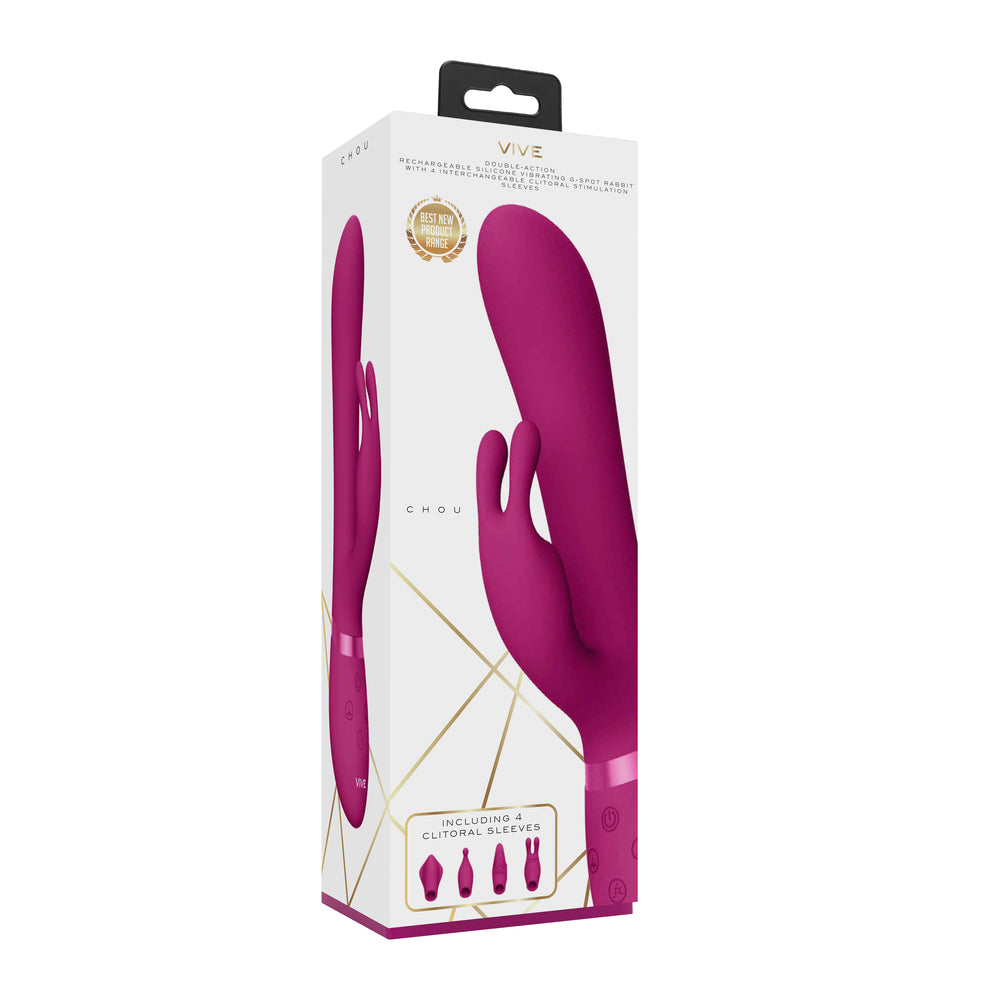 Vibrador de conejo intercambiable de doble acción Vive Chou rosa
