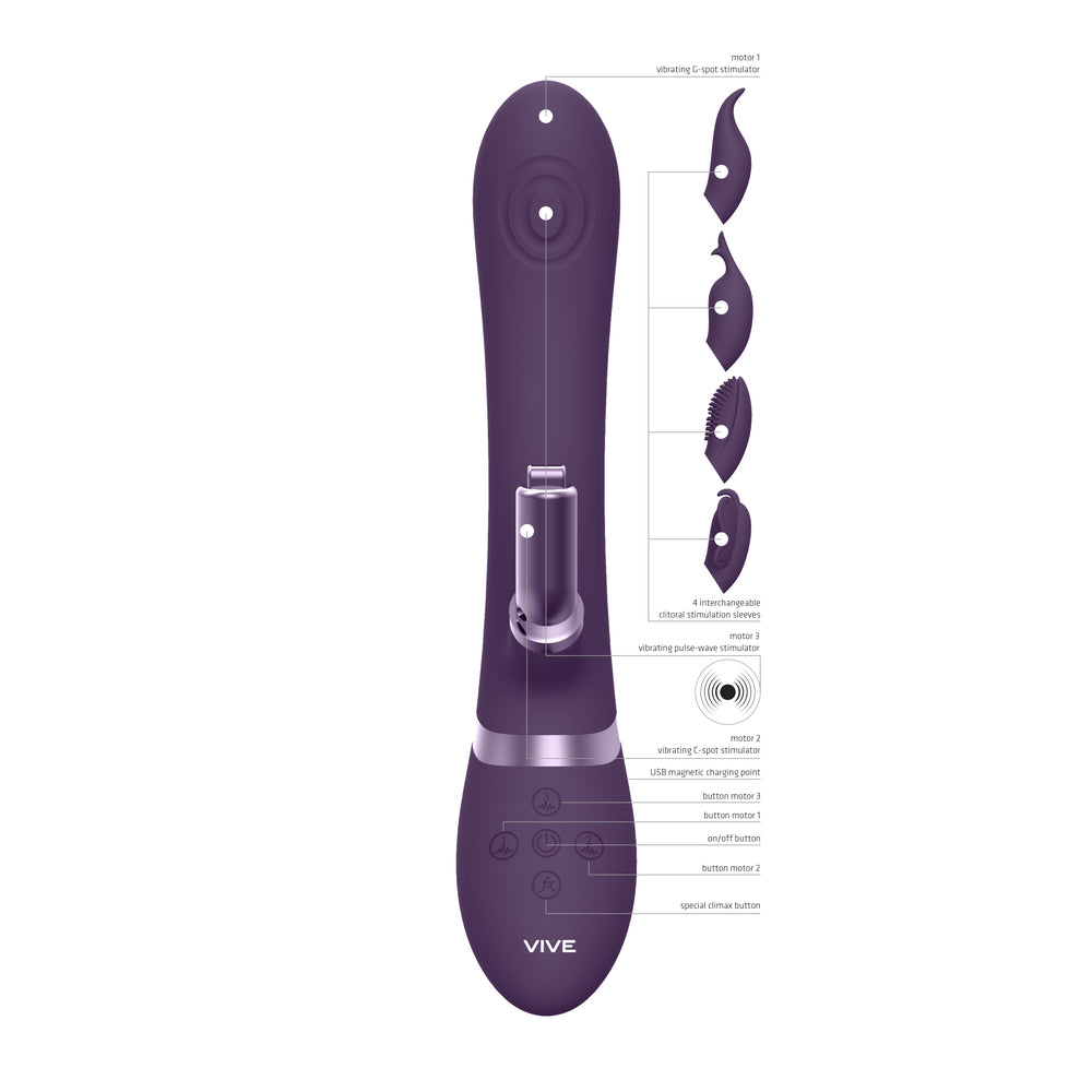 Vibrador de conejo intercambiable Vive Etsu morado