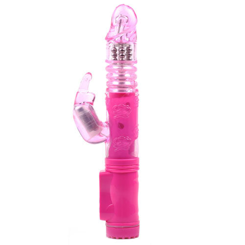 Vibrador Pink Rabbit con movimiento de empuje