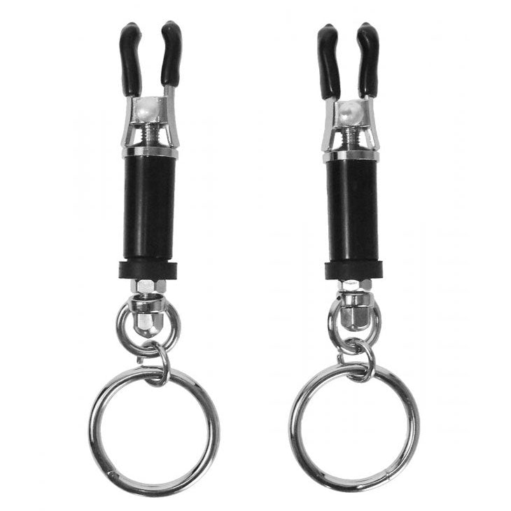 Pinzas para pezones con forma de barril de anillo de bondage Master Series