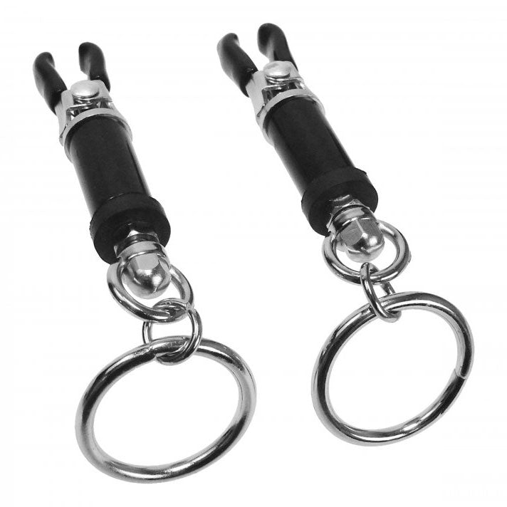 Pinzas para pezones con forma de barril de anillo de bondage Master Series