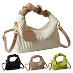 Women Fashion Crossbody Bag PU Leather Pleated Cloud Small Tote Bags Casual Simple Elegant Temperament Messenger Bags
