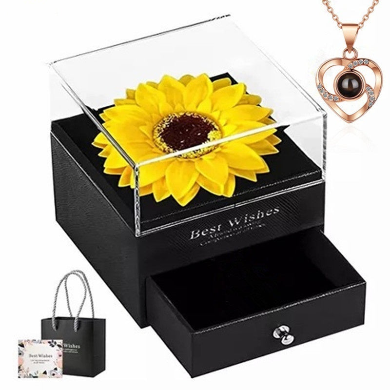 Amazon Sunflower Simulation Flower Flower Ornaments Necklace Mother's Day Valentine's Day Christmas Gift
