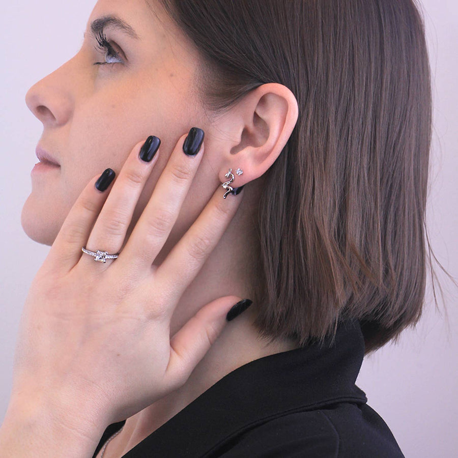 Spiral earrings - Silver and Crystal