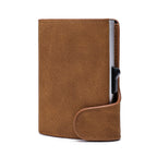 Crazy Horse Leather Aluminum Card Case Wallet