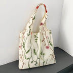 Embroidered Canvas Holiday Shopping Bag Schoolbag