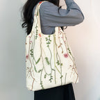 Embroidered Canvas Holiday Shopping Bag Schoolbag