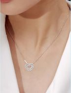 S925 Sterling Silver Heart To Heart Pendant Necklace