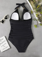 Women's Plunge Halter One-piece Swimsuit
