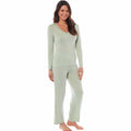 Daisy Dreamer Ladies Pyjama Set Long Sleeve Stretch Fit Black Green Viscose Spandex Blend