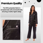 Daisy Dreamer Womens Satin Silk Pyjama Set Long Sleeve Dress Shirt Collar Loose Fit Pants
