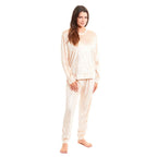 Daisy Dreamer Women's Crushed Velvet Pyjama Set Soft Loungewear Easy Care Easy-Care Cotton Rich Sleep Set