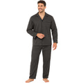 Sock Stack Men's Classic Charcoal Woven Pyjama Set Long Sleeve Button Top And Full Length