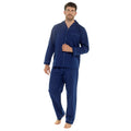 Sock Stack Men's Woven Pyjama Set Navy Long Sleeve Button Top And Full Length Bottoms