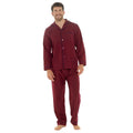 Sock Stack Men's Red Woven Pyjama Set Long Sleeve Button Top And Full-Length Bottoms