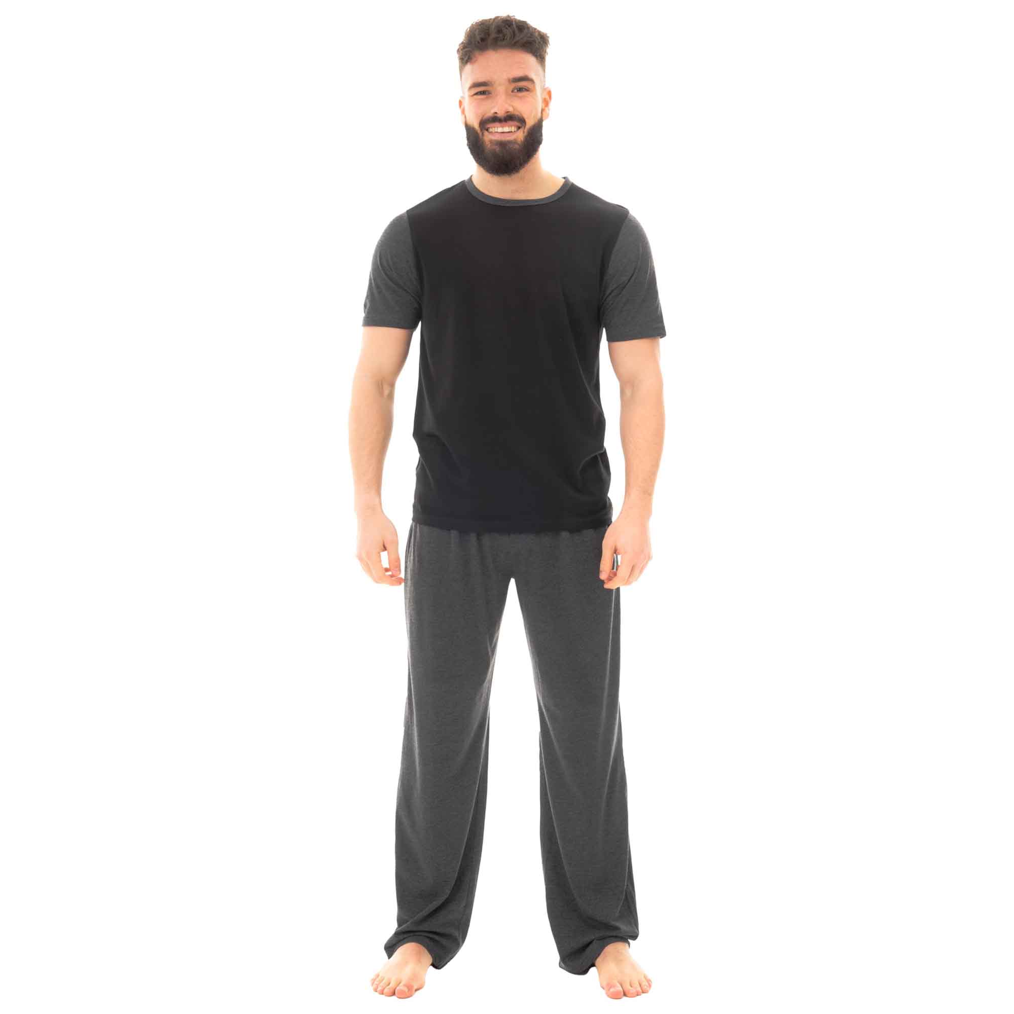 Sock Stack Men's Cotton T Shirt and Long Pants Loungewear Set Lightweight Breathable