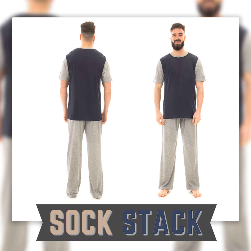 Sock Stack Men's Cotton T Shirt and Long Pants Loungewear Set Lightweight Breathable