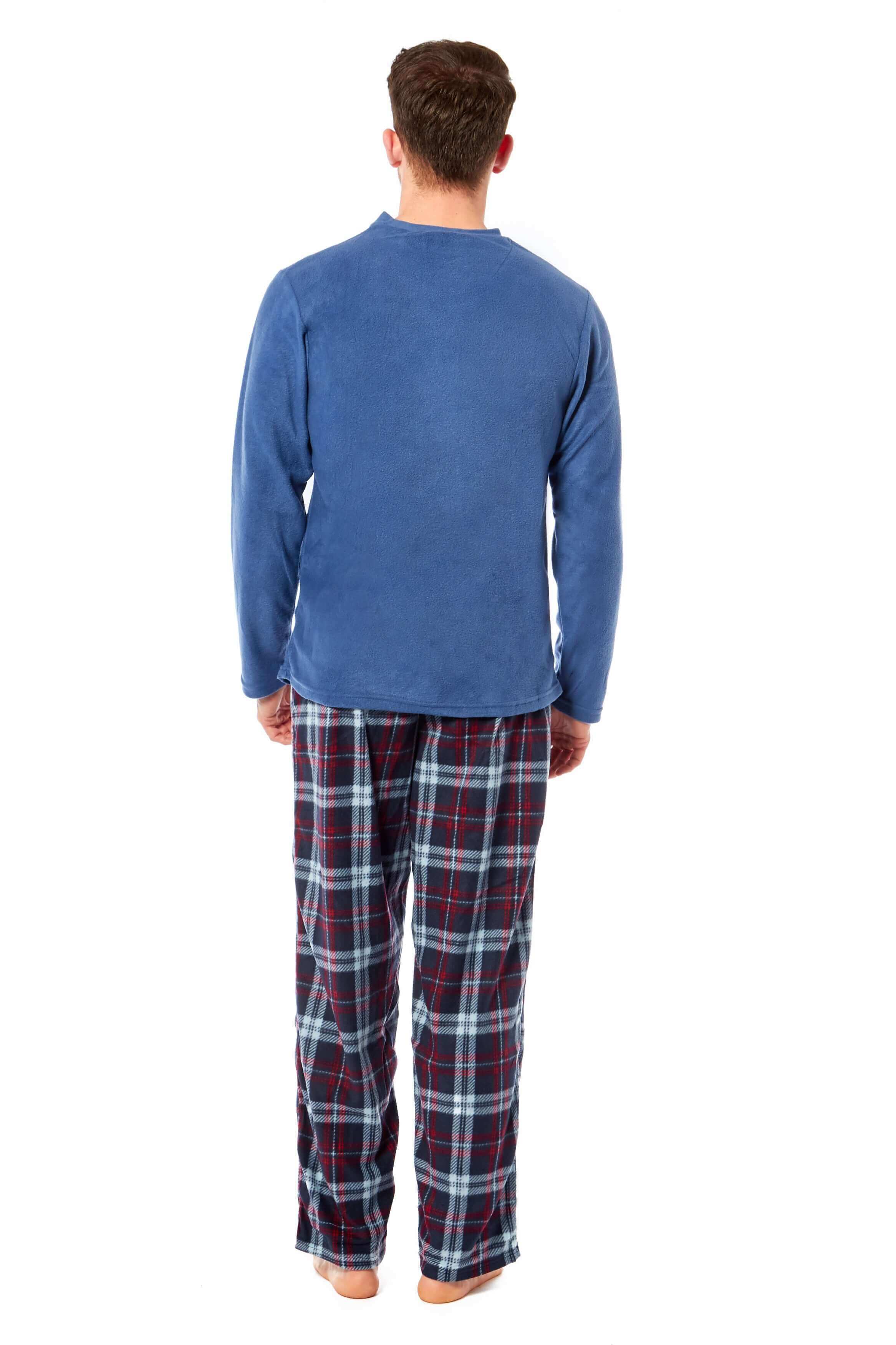 Toro Rocco Men's Thermal Fleece Pyjama Set With Check Pants Winter Loungewear Brushed Base Layer Warmth