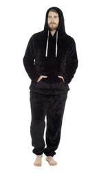 Toro Rocco Men's Hooded Snuggle Fleece Loungewear Pyjama Set Thermal With Elastic Waist
