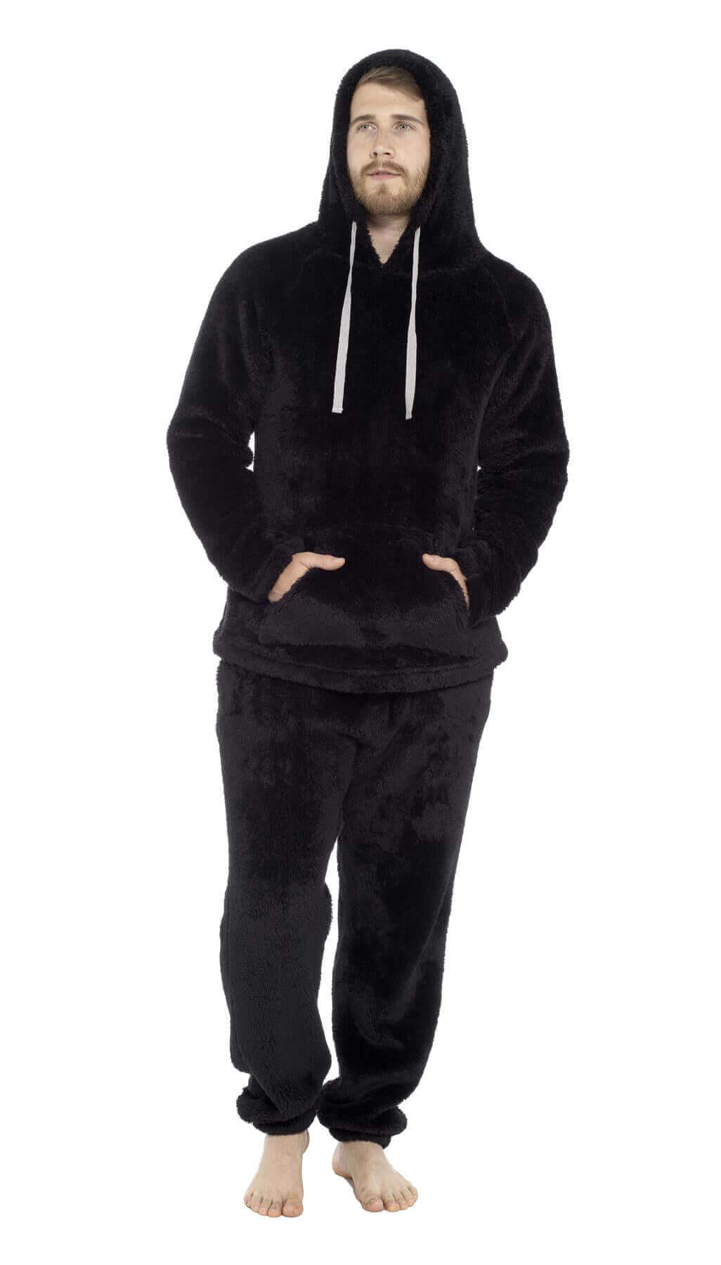 Toro Rocco Men's Hooded Snuggle Fleece Loungewear Pyjama Set Thermal With Elastic Waist