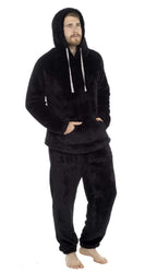 Toro Rocco Men's Hooded Snuggle Fleece Loungewear Pyjama Set Thermal With Elastic Waist