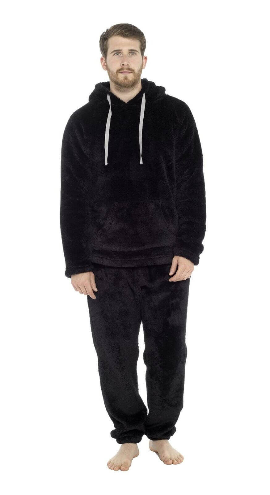 Toro Rocco Men's Hooded Snuggle Fleece Loungewear Pyjama Set Thermal With Elastic Waist