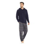 Sock Stack Men's Hooded Fleece Pyjama Set Winter Nightwear With Check Pattern And Checked