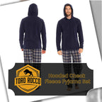 Sock Stack Men's Hooded Fleece Pyjama Set Winter Nightwear With Check Pattern And Checked