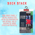 Sock Stack Pack Of 5 Boys Boxer Shorts Cotton Rich Football Army Gamer Designs Elastic