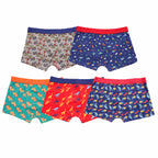 Sock Stack Pack Of 5 Boys Boxer Shorts For Kids Fun Prints Elastic Waistband Everyday Cotton Rich Multipack