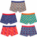 Sock Stack Pack Of 5 Boys Boxer Shorts For Kids Fun Prints Elastic Waistband Everyday Cotton Rich Multipack