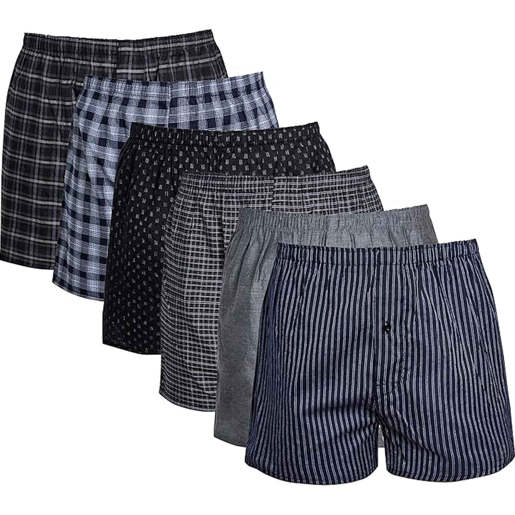 Sock Stack Pack Of 6 Boys Loose Fit Woven Boxer Shorts Cotton Mix Breathable Cotton Rich Stretch Comfort Fit