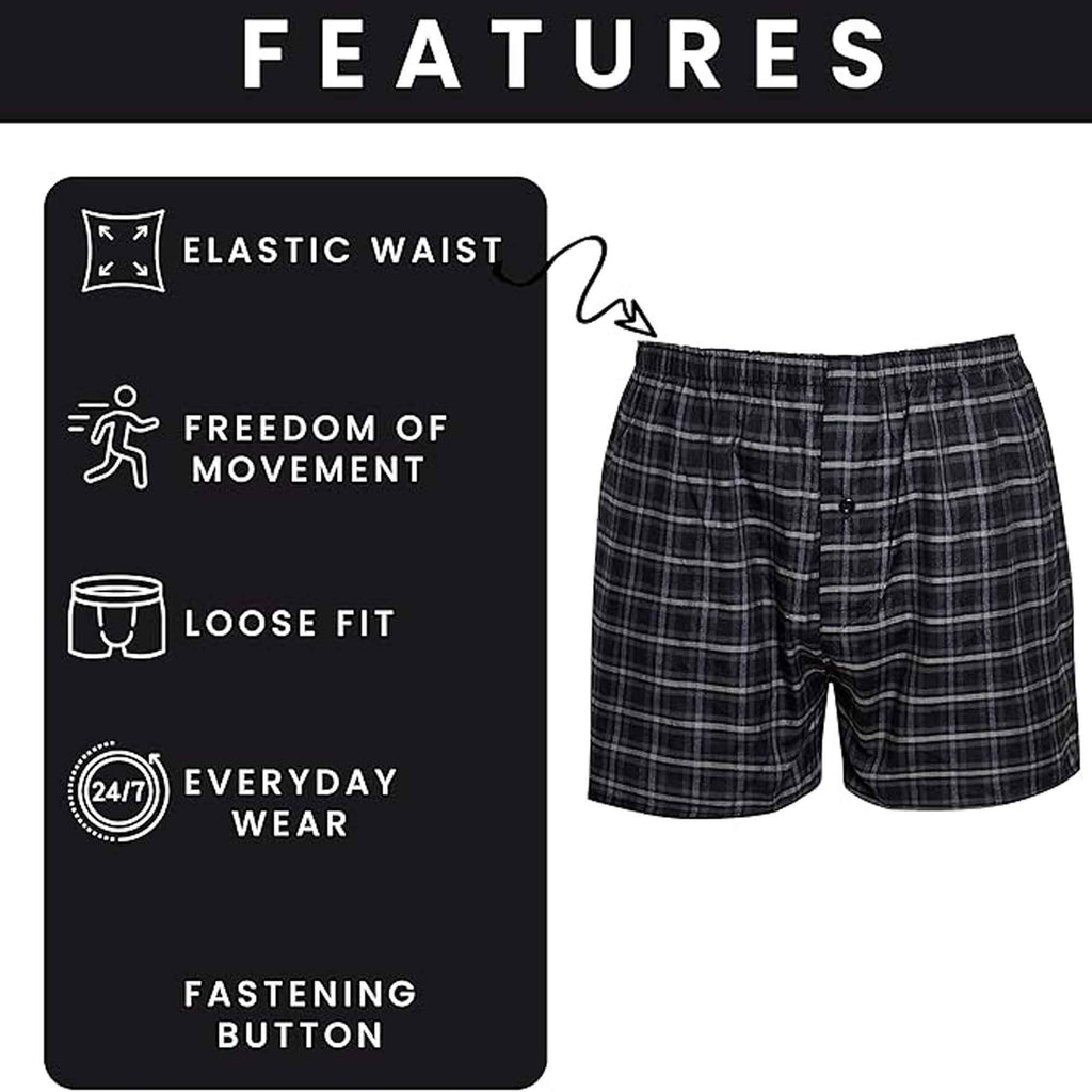 Sock Stack Pack Of 6 Boys Loose Fit Woven Boxer Shorts Cotton Mix Breathable Cotton Rich Stretch Comfort Fit