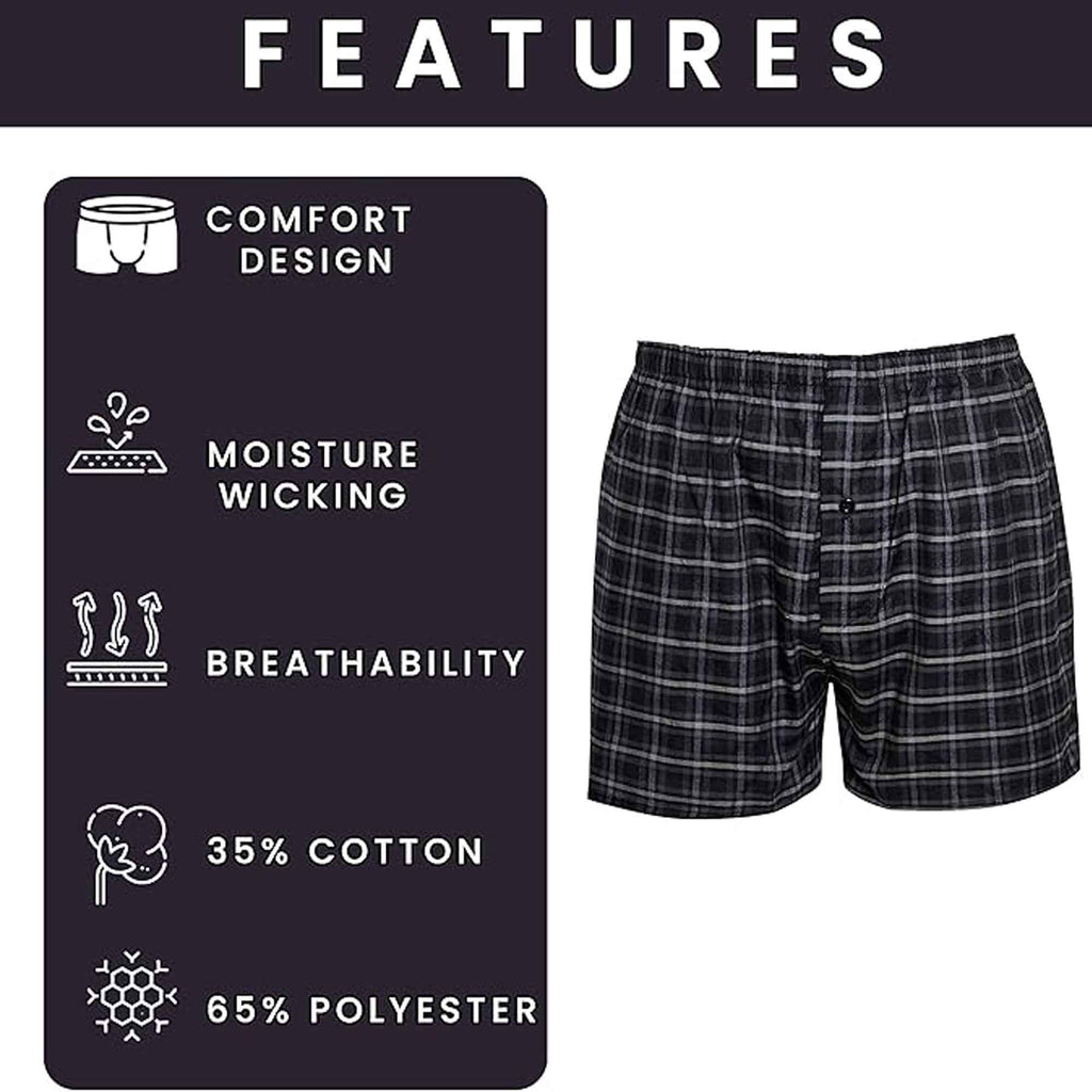 Sock Stack Pack Of 6 Boys Loose Fit Woven Boxer Shorts Cotton Mix Breathable Cotton Rich Stretch Comfort Fit