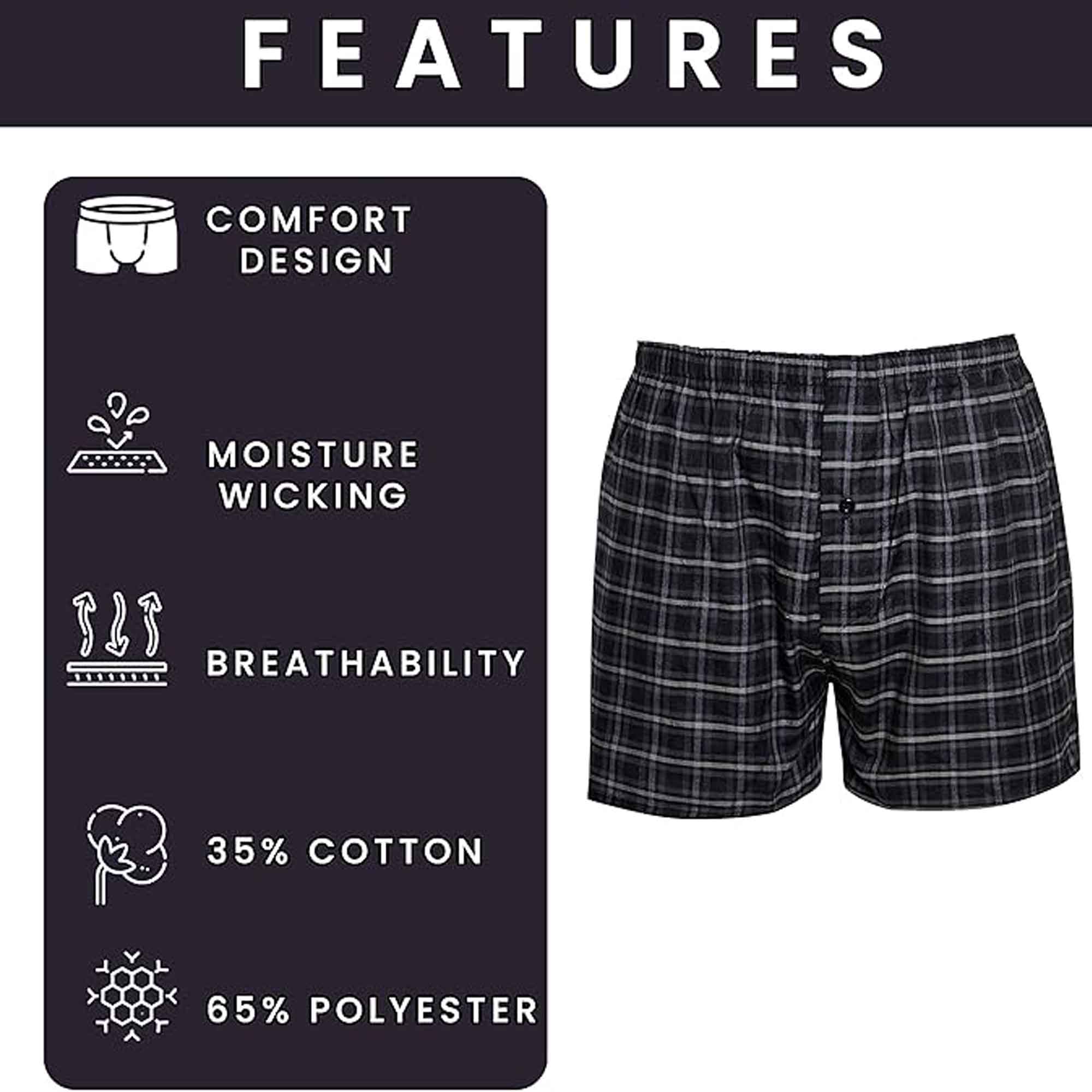 Sock Stack Pack Of 6 Boys Loose Fit Woven Boxer Shorts Cotton Mix Breathable Cotton Rich Stretch Comfort Fit