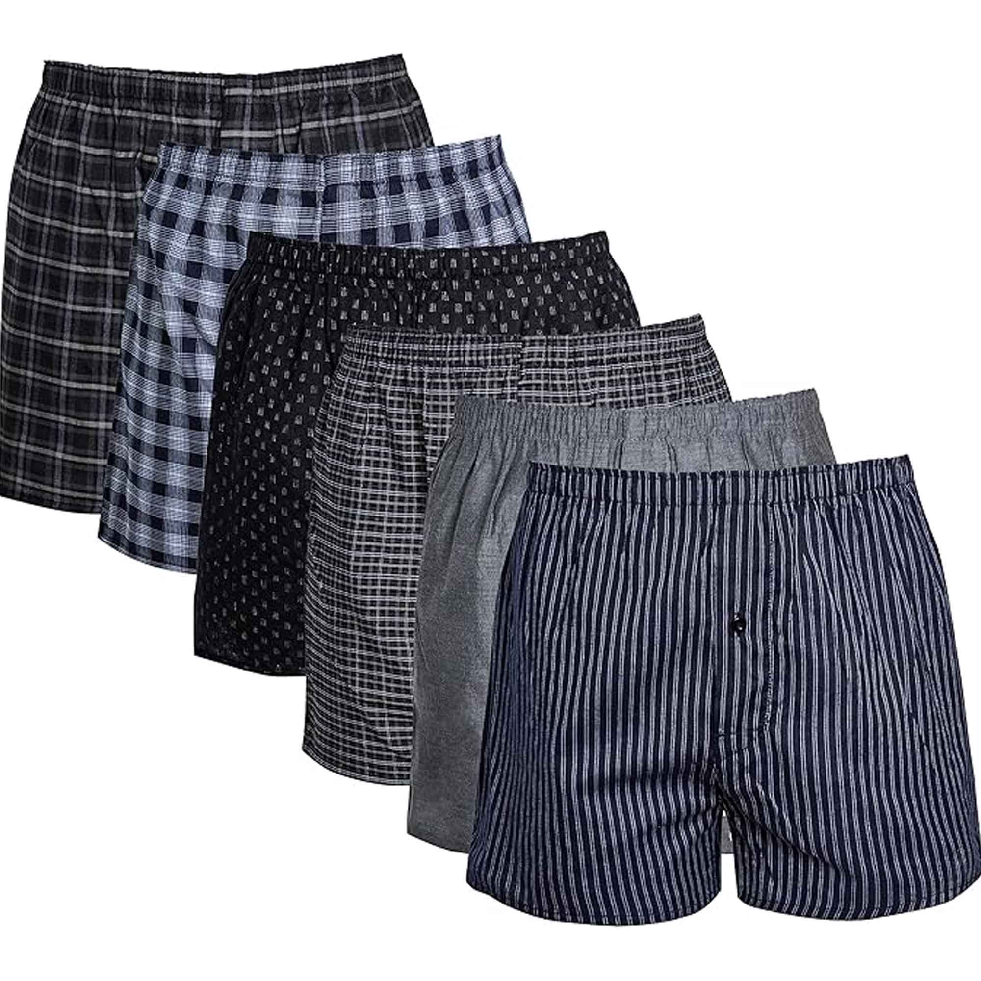Sock Stack MB02 Pack Of 6 Mens Loose Fit Boxers With Comfort Waistband Button Fly