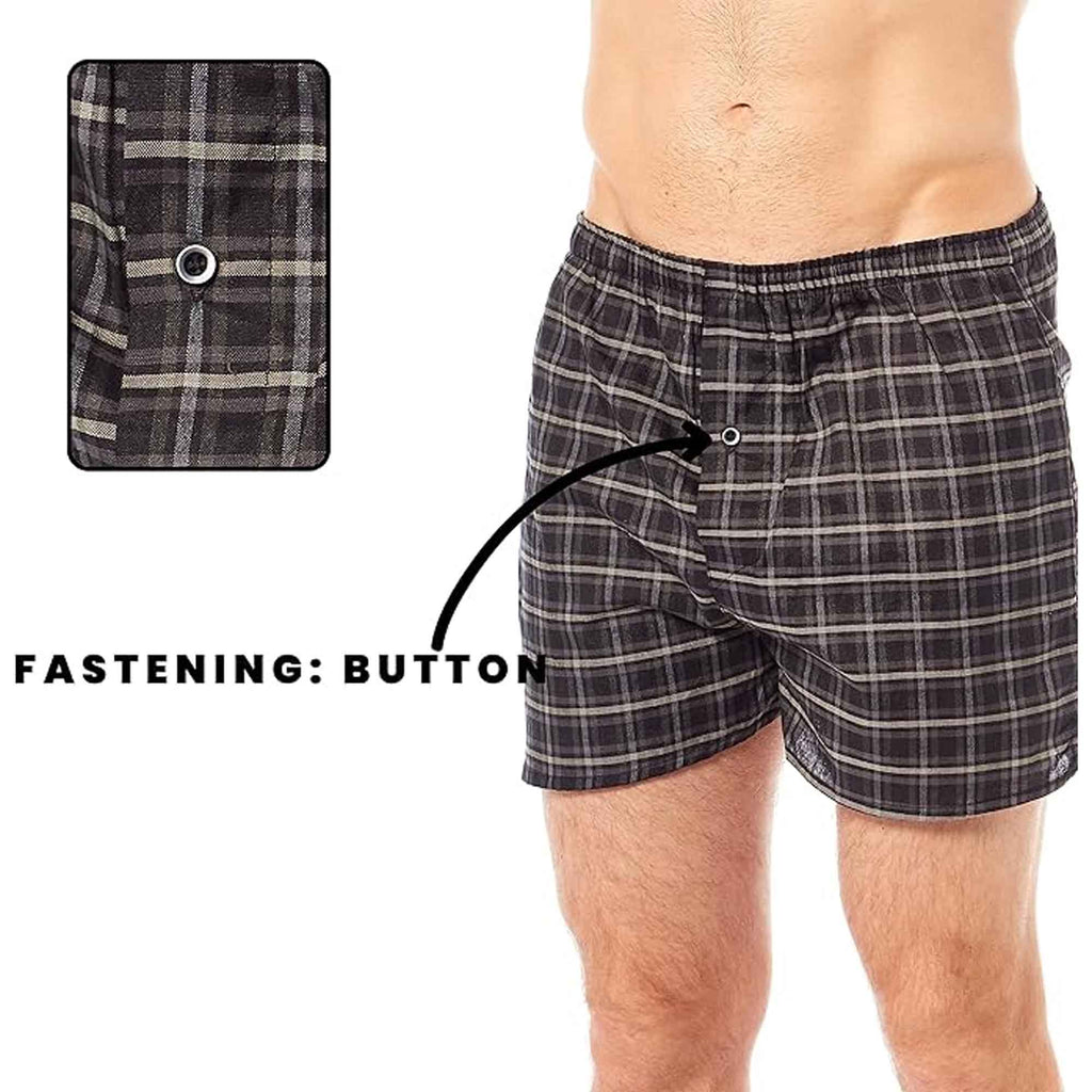 Sock Stack Men's Woven Boxers 6 Pack Loose Fit Comfort Waistband Cotton Mix Multipack Cotton Rich Comfort Fit