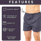 Sock Stack Men's Woven Boxers 6 Pack Loose Fit Comfort Waistband Cotton Mix Multipack Cotton Rich Comfort Fit