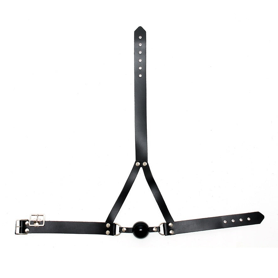 Mordaza de bola de cuero y arnés para la cabeza