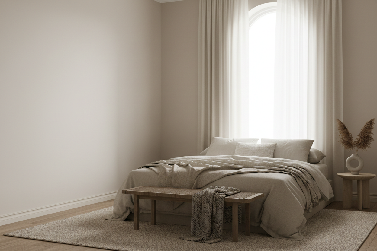 Soft neutral bedroom hero banner