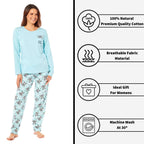 Daisy Dreamer Women's Koala Bear Print Pyjama Set 100% Cotton Easy Care Super Soft Cosy Sleepwear